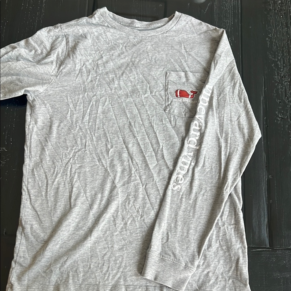 Vineyard Vines Football Grey Long Sleeve Tee
